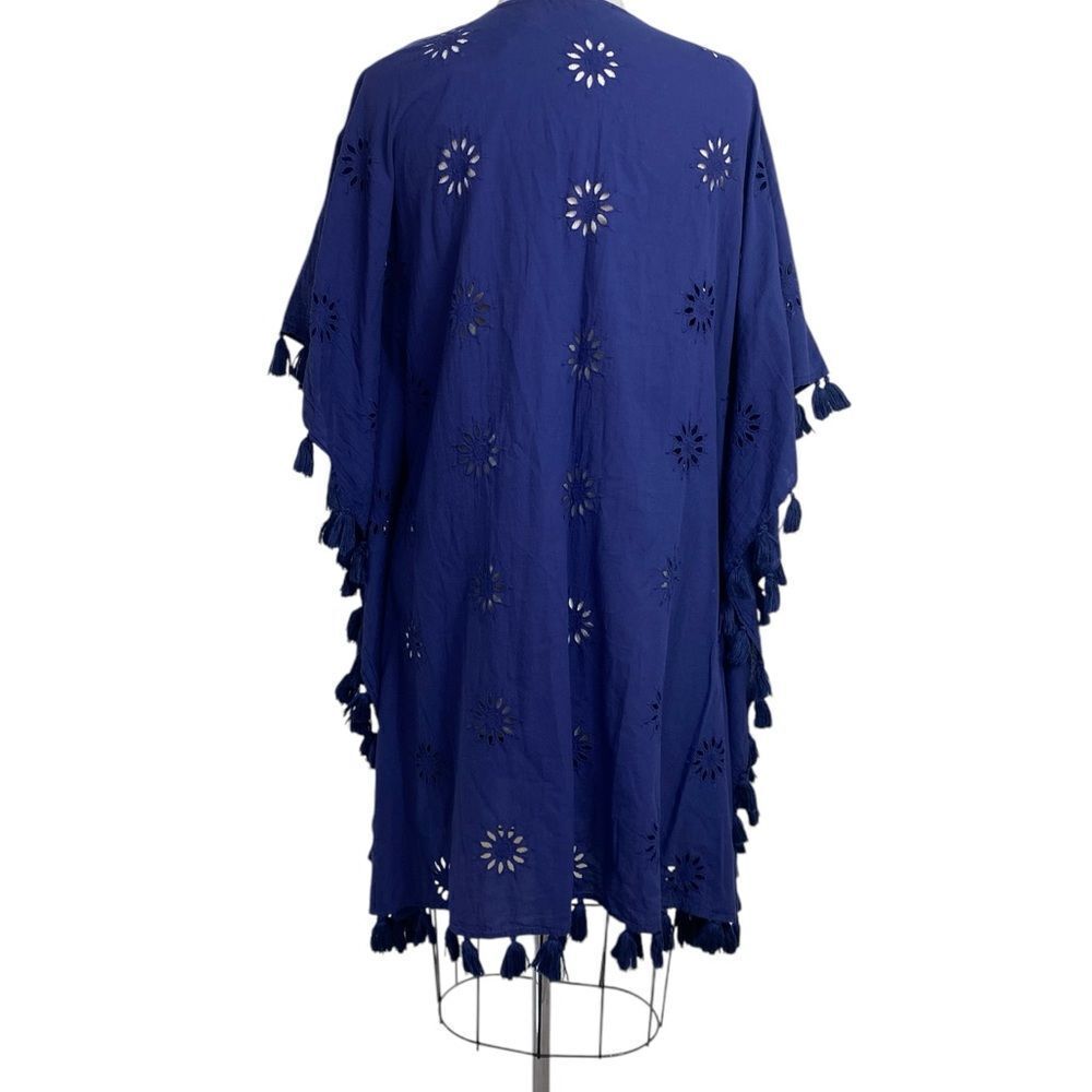 House Of Pom M/L dark blue caftan, cover up , dress with cut out flowers - Picture 4 of 8